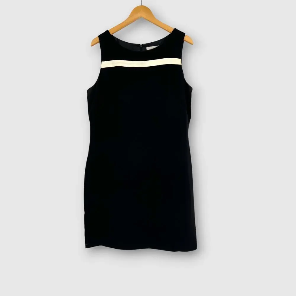 90s Vintage Casual Corner Annex Sleeveless Stripe Sheath Dress Size 16